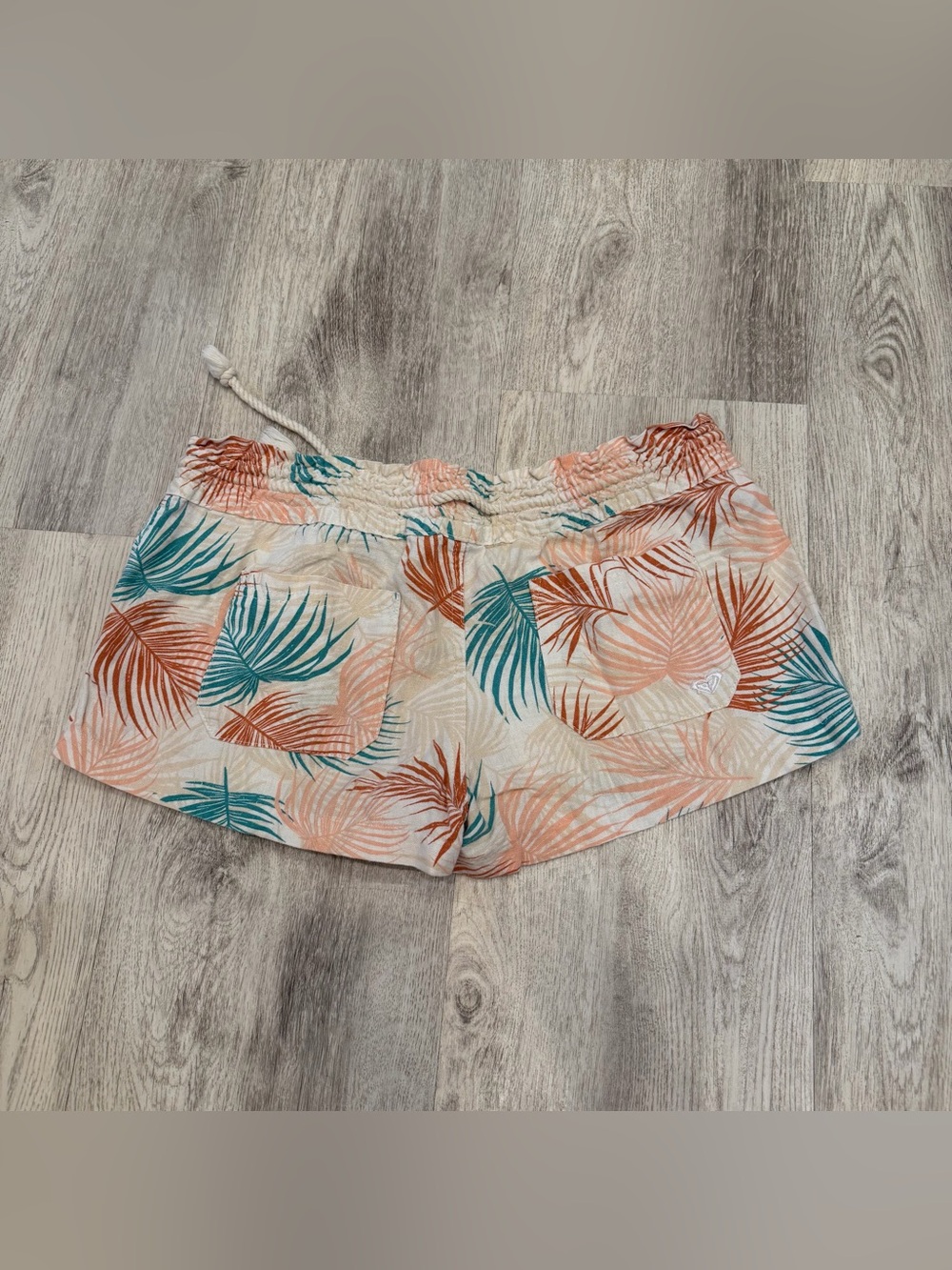 Roxy Tropical Palm Print Linen Blend Drawstring Shorts Size Medium - Picture 2 of 2